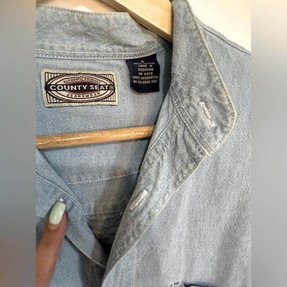 Vintage County Seats Classic Blue Denim Shirt - Picture 2 of 3